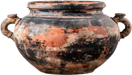 Ancient terracotta pot with handles