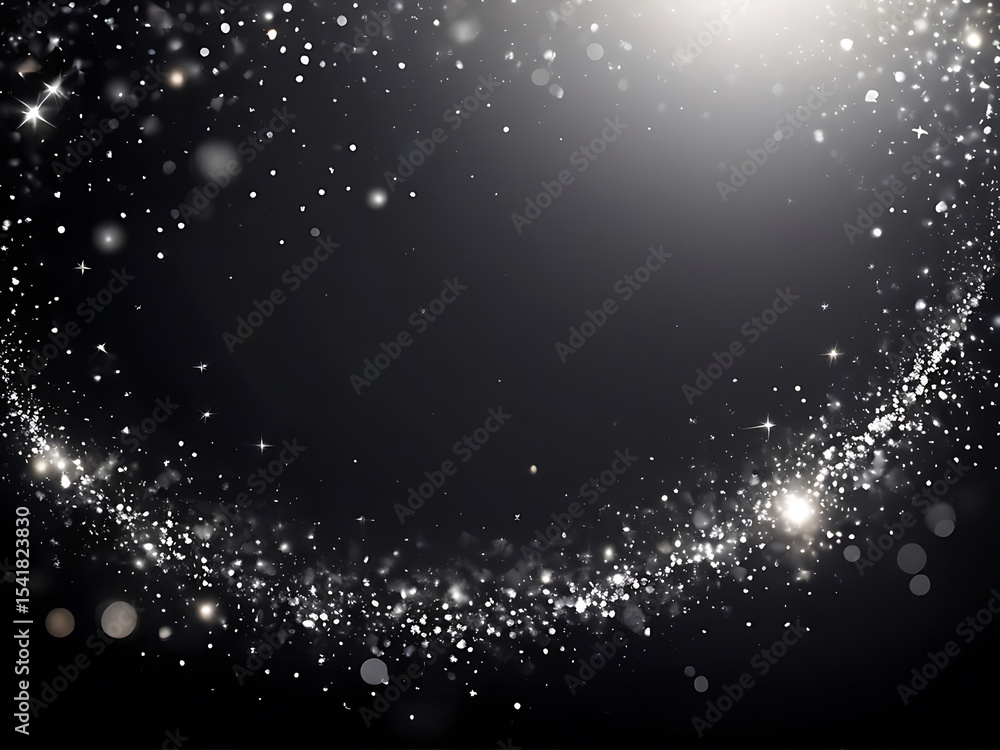 Poster abstract black glitter background with sparkling light effects, elegant texture, bokeh pattern, and 