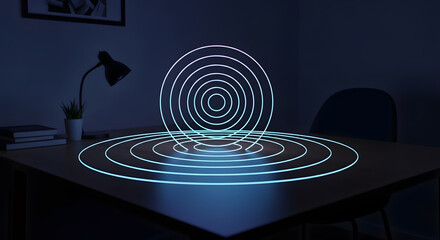 Abstract Glowing Circles  Digital Art, Neon Lights, and Energy Concept