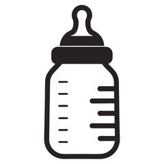 Obraz premium Baby Bottle Line Art Vector Icon