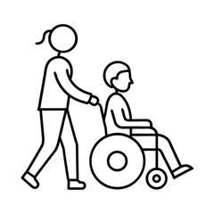 Assisting a Wheelchair User Vector Icon

