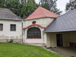 Fototapeta premium Kremesnik Hill monastery abbey in Vysocina, Bohemia, Czech Republic, featuring a historic church and lookout. A serene pilgrimage site offering breathtaking views of the surrounding landscape.Close by