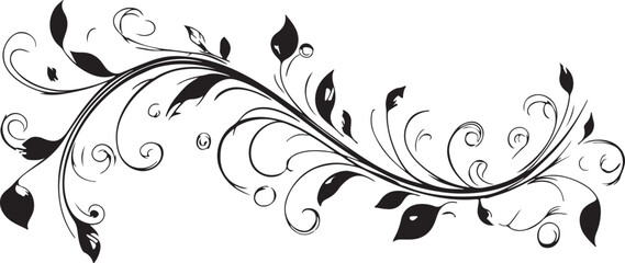 Fototapeta premium Elegant Swirling Floral Design in Black and White Featuring Delicate Leaves and Flourishes Perfect for Decorative Elements or Invitations with a Classic Minimalist Aesthetic