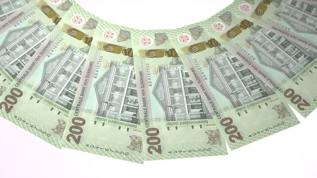 Ebullient Looping Design of 200 dollars Currency of Suriname