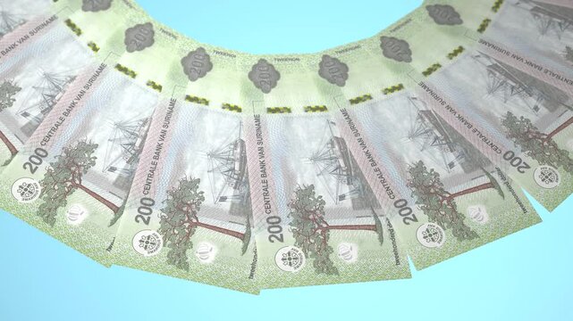 Sparkling Looping Design of 200 dollars Currency of Suriname