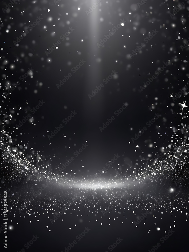 Poster abstract black glitter background with sparkling light effects, elegant texture, bokeh pattern, and 