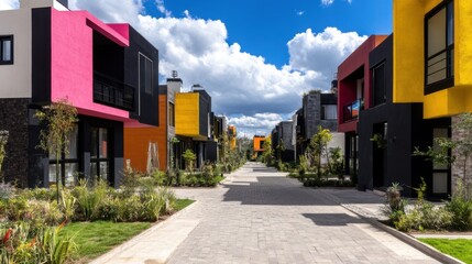 street full of modern houses
