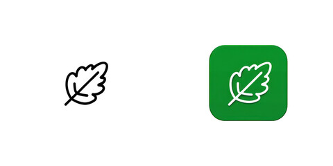 Green square icon with a white leaf