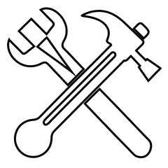 Crossed Wrenches and Hammer Vector Icon