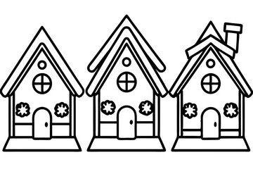 Fototapeta premium Gingerbread House Line Art Set