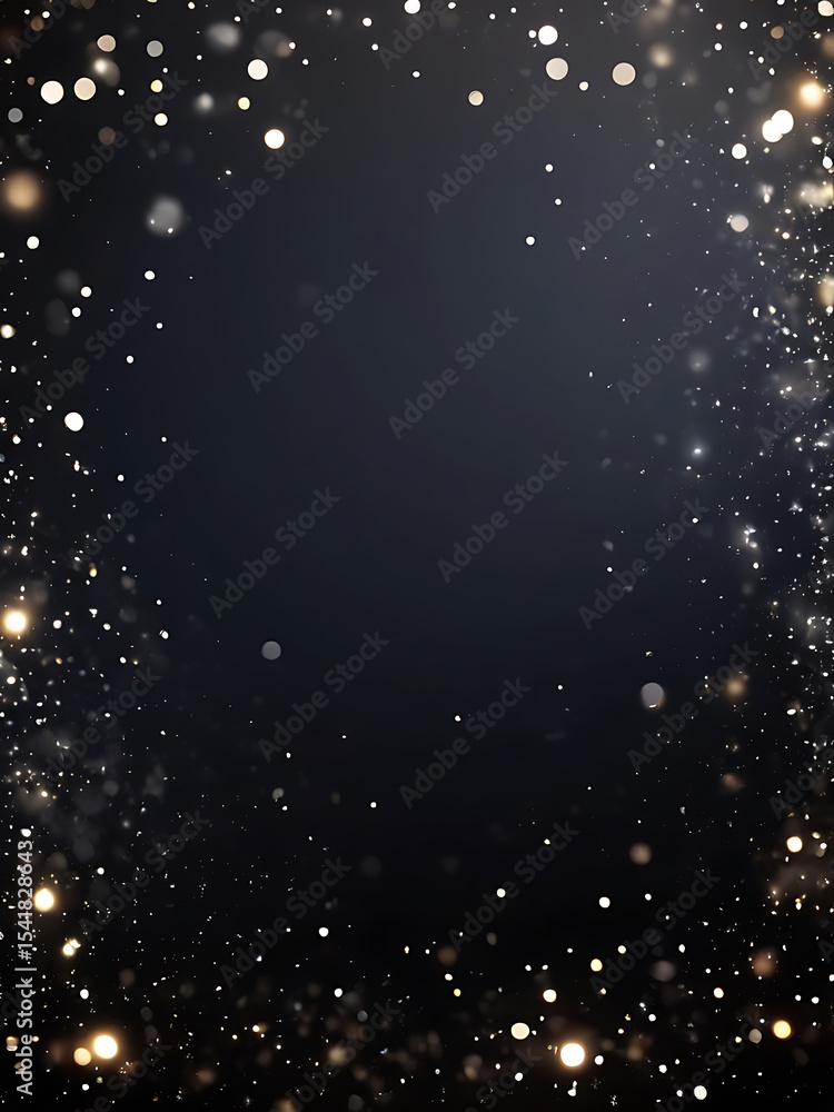 Poster abstract black glitter background with sparkling light effects, elegant texture, bokeh pattern, and 