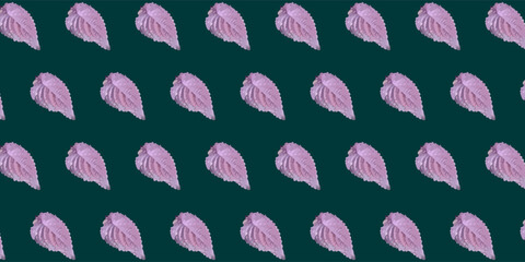 Seamless Purple Leaf Pattern on Dark Green Background