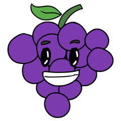 grape character illustration hand drawn isolated vector