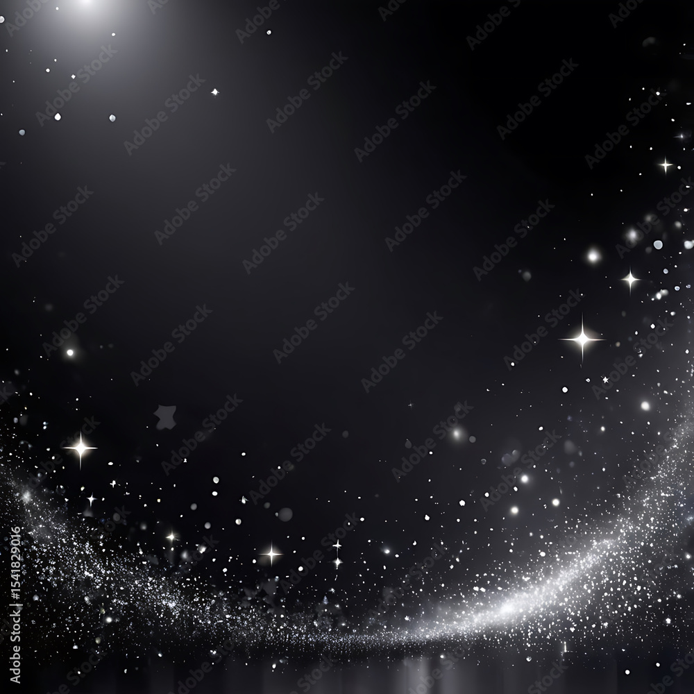 Poster abstract black glitter background with sparkling light effects, elegant texture, bokeh pattern, and 