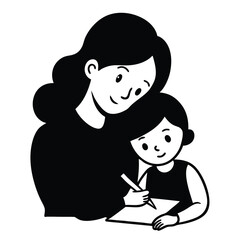 Mother and Child Bonding Vector Icon