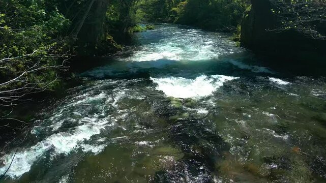 Fast Flowing Stream Of Rio Lerez Near Pedre, Cerdedo-Cotobade, Pontevedra, Galicia, Spain. Close-up Shot
