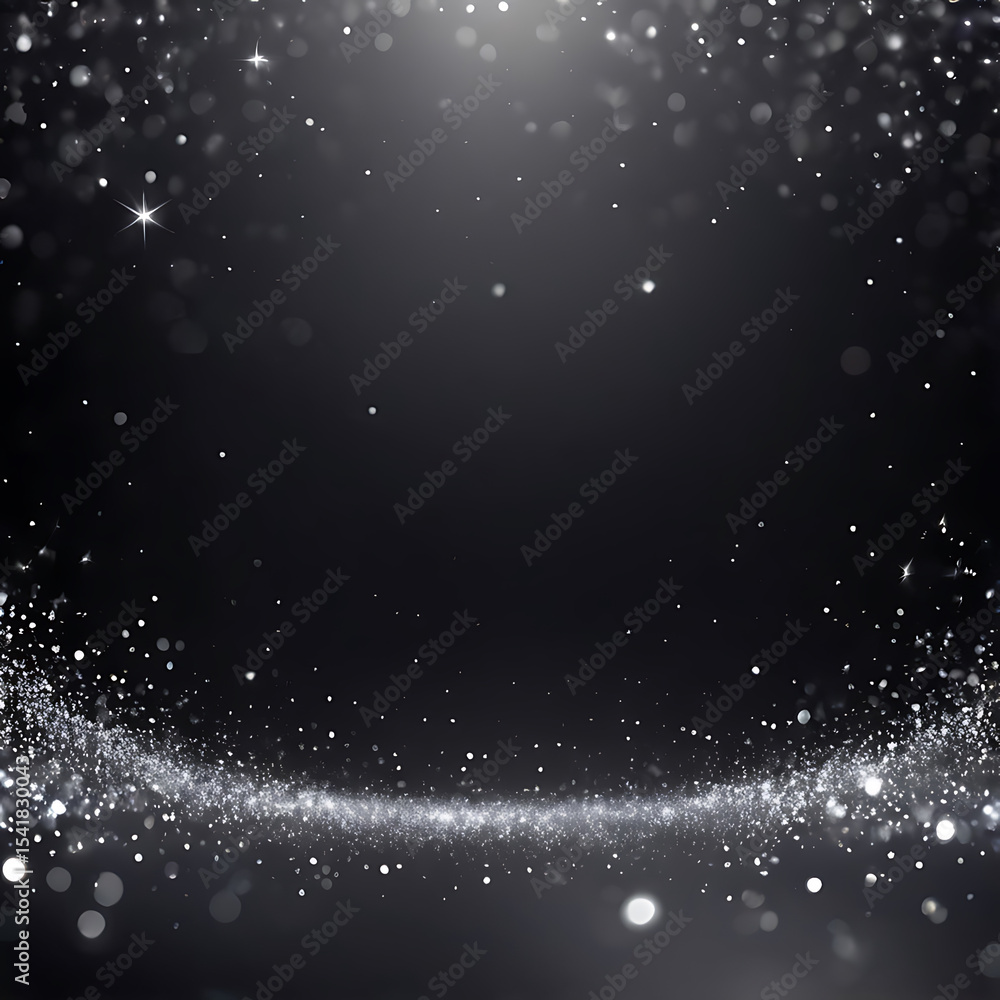Poster abstract black glitter background with sparkling light effects, elegant texture, bokeh pattern, and 