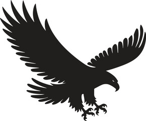 Silhouette of Flying Eagle. Freedom, bird, nature, sky, flight. Vector illustration on white background