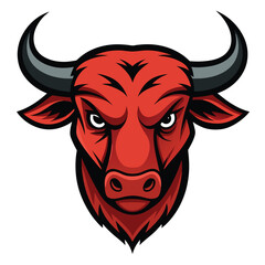 Angry Red Bull Vector Icon