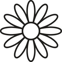 Simple daisy flower outline drawing isolated on white background