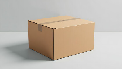 Plain cardboard box on light grey background  