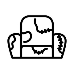 broken chair outline icon. scrap furniture black line illustration.

