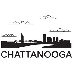 Obraz premium Chattanooga skyline silhouette. Black Chattanooga city. Vector black silhouette. with white background