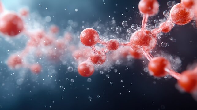 A striking visual showcases molecules in dynamic flow, representing the intricacies of science and innovation in a captivating, abstract style infused with vibrant hues.