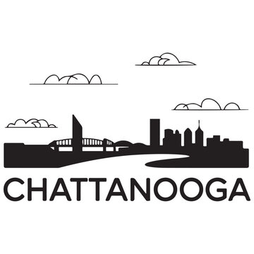 Chattanooga skyline silhouette. Black Chattanooga city. Vector black silhouette. with white background