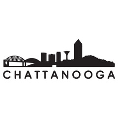 Chattanooga skyline silhouette. Black Chattanooga city. Vector black silhouette. with white background