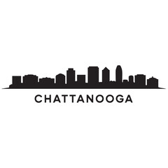 Naklejka premium Chattanooga skyline silhouette. Black Chattanooga city. Vector black silhouette. with white background