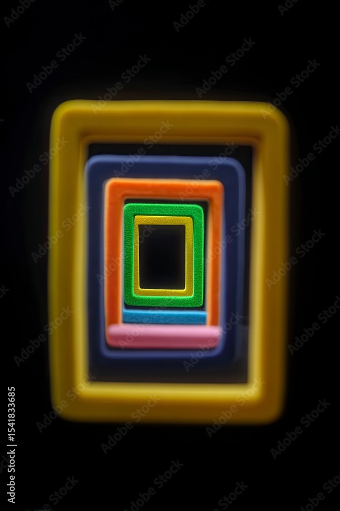 Poster nested colorful rectangles shrinking into a black void