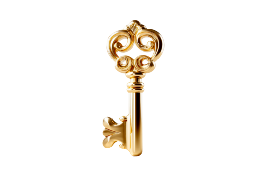 Ornate golden key with artistic design for unique unlocking
