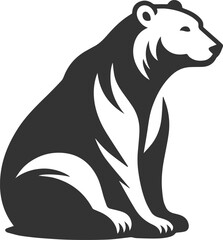 Silhouette of a polar bear animal vector black illustration