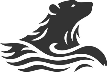 Silhouette of a polar bear animal vector black illustration