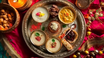 Fototapeta premium Bhai Duj Puja Thali Background