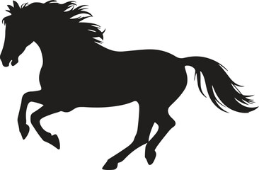 Silhouette of Running Horse. Animal, freedom, speed, equestrian, wildlife. Vector illustration on white background