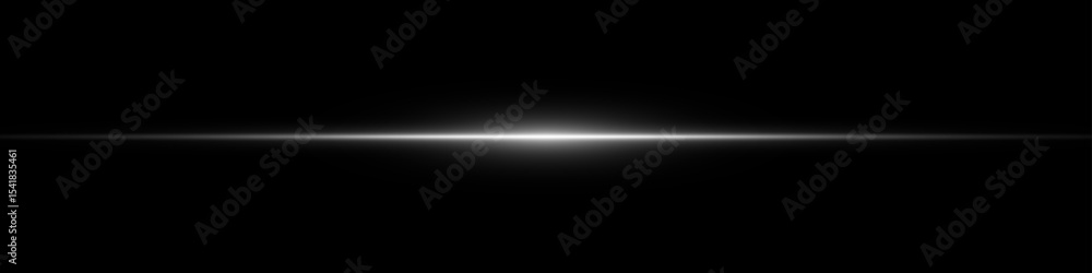 Poster white glowing laser beam with soft flare and neon streaks on black space background. horizontal moti