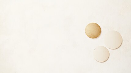 A minimalist abstract depiction of the Holy Trinity using three interconnected glowing circles, soft gradients of gold and white on a textured background