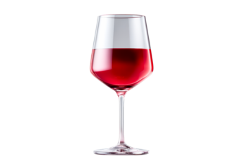 Ruby red wine glass on a clear background