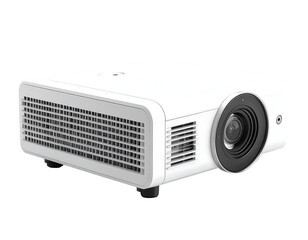 Modern white projector on a plain background