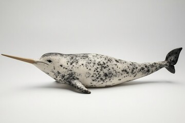 Obraz premium Isolated Narwhal Tusk Visible on White Background