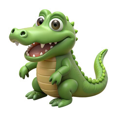 Naklejka premium Cute 3D Cartoon Alligator Character. Happy Green color Crocodile Mascot Illustration.