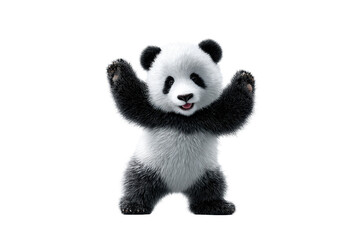Cute panda cub dancing joyfully on a transparent background