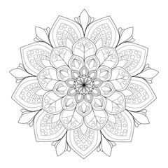 Complex Mandala Coloring Page - Intricate Adult Mandala Design with Ornate Details - Premium Complex Mandala Pattern for Advanced Coloring Book Enthusiasts and Stress Relief