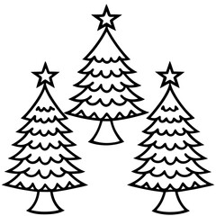 Hand-Drawn Christmas Tree Outline Set