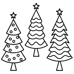 Obraz premium Hand-Drawn Christmas Tree Outline Set
