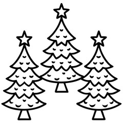 Obraz premium Hand-Drawn Christmas Tree Outline Set