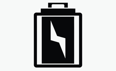 battery icon silhouette, Electric Power, Bolt Striking Battery Silhouette Icon, Clean, modern design for energy, technology