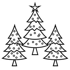 Hand-Drawn Christmas Tree Outline Set